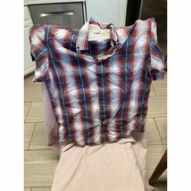 Wrangler Red Plaid Button Down Shirt Size M - $16.83