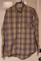 Cinch Shirt Mens Medium Purple Plaid Button Down Long Sleeve Western Shirt - £12.40 GBP