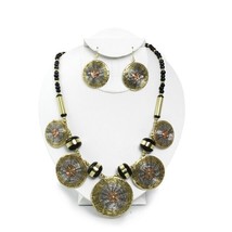 New Woven Brass Circle Necklace &amp; Earrings Set - £13.45 GBP
