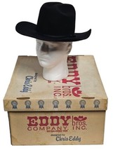 VTG Eddy Bros. Black XX Fur Blend Cowboy Hat, Unisex 6 1/2&quot;, Made in USA - £22.41 GBP