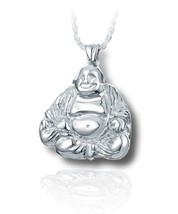 Sterling Silver Smiling Buddha Funeral Cremation Urn Pendant for Ashes w/Chain - £259.74 GBP