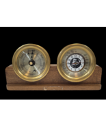 Solid Brass Barometer and World Clock with Oak Stand - $688.47 CAD