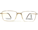 Affordable Designs Eyeglasses Frames Bob GOLD Shiny Square Wire Rim 55-1... - $55.97