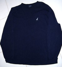NAUTICA Men&#39;s Shirt with Classic Logo 100% Cotton L/S Dark Blue Size XL - £18.61 GBP