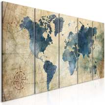 Tiptophomedecor Stretched Canvas World Map Art - Retro Map Narrow - Stretched &amp;  - £117.72 GBP+