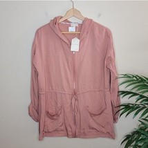 NWT Hem &amp; Thread | Dusty Pink Lightweight Jacket with Roll Tab Sleeves M... - £20.54 GBP