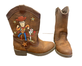 Boots Disney Pixar Toy Story 4 Woody Forky Brown Zip Cowboy Toddler Sz 9 Zipper - $26.98
