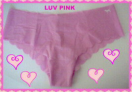 M Carnation Pink SCALLOPED NOSHOW Victorias Secret PINK LowRise Cheekste... - $10.99