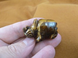Y-RHI-564) little brown RHINO rhinoceros gemstone FIGURINE carving I lov... - $14.01