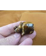 Y-RHI-564) little brown RHINO rhinoceros gemstone FIGURINE carving I lov... - €12,16 EUR