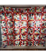 Vintage Unfinished 100”L x 83”W Block Pattern Quilt .￼ - $148.50