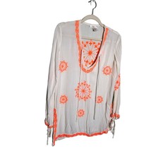 LUCKY &amp; COCO Womens Size XS White Swim Coverup Boho Orange Embroidery *flaw* - £10.24 GBP