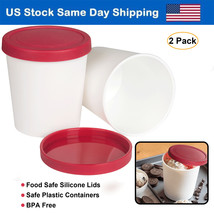 Ice Cream Containers 1 Quart Freezer Container Reusable Storage Tubs W/ Lids Red - £23.97 GBP