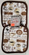 2 Same Printed Kitchen Pot Holders (7&quot; X 7&quot;) Coffee Cups Brown Back Hs Home - £12.84 GBP