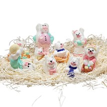 Easter Bunny Rabbit Clay Village Whimsical Anthropomorphic Figurines Lot... - £12.19 GBP