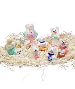Easter Bunny Rabbit Clay Village Whimsical Anthropomorphic Figurines Lot... - $300.39 MXN