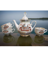 40 Years Victory in WWII 1945-1985 Porcelain Teapot &amp; 3 Cups Soviet Unio... - $2,611.23 MXN