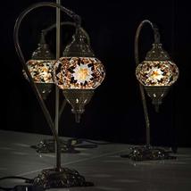 Turkish Lamp, Tiffany Lamp 2021 Mosaic Stained Glass Boho Moroccan Lantern Table - £54.08 GBP