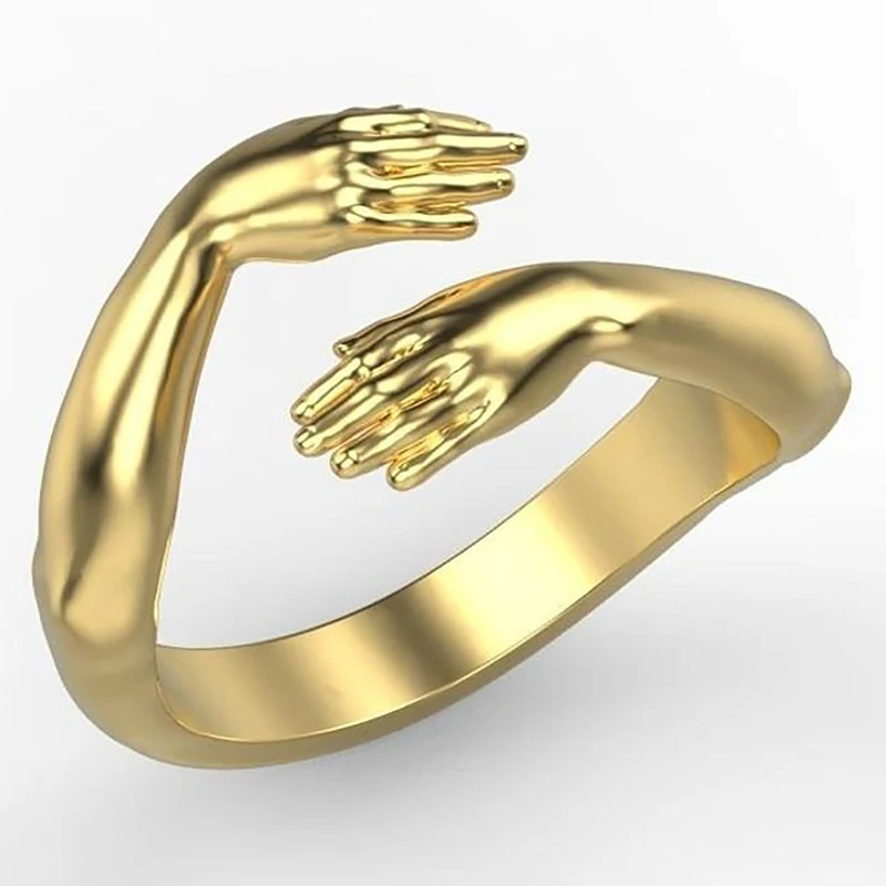 Vintage Love Hugging Hands Open Rings for Women/Men Jewelry Accessories Engageme - £13.60 GBP