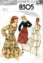 Vintage 1977 Misses&#39; BLOUSE &amp; TIERED SKIRT Simplicity Pattern 8305-s Size 10 - £9.58 GBP