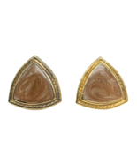 Goldtone Bronze Brown Triangle Earrings Aurum Clad 1&quot; - $4.13 CAD