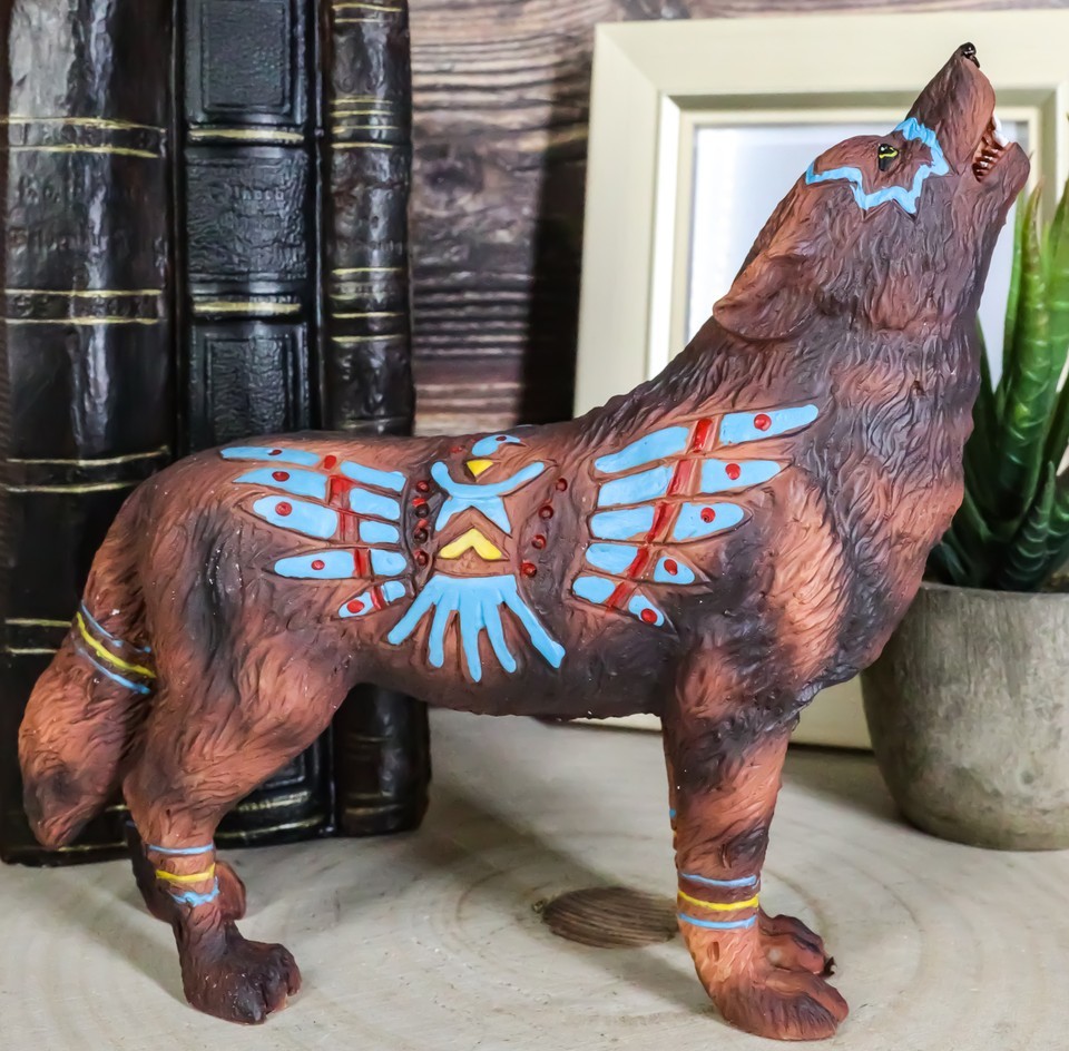 Eagle Vision Native Tribal Howling Wolf Totem Spirit Figurine Collection... - $25.99