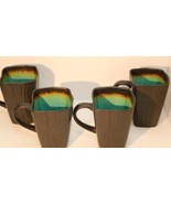 Galaxy Jade by Baum Brothers 4 Square Mugs Green Interior 14oz - $18.63