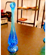 Vintage FENTON Cobalt Blue Hobnail Bud Vase Footed Glass 9.5 In Tall Collectible - £52.30 GBP