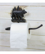 Cast Iron Forest Black Bear By Pine Trees Wall Hanging Toilet Paper Roll... - £18.06 GBP