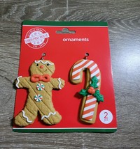 Christmas House Clay Like Ornaments. Gingerbread Man & Candy Cane  H-3.5" - $15.89