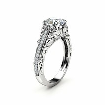14k White Gold Plated Vintage 1.20CT Simulated Diamond Filigree Engagement Ring - £75.29 GBP