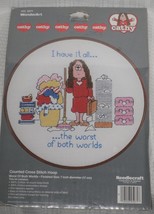Cathy Cross Stitch Kit &quot;I Have it All...the Worst of Both&quot; WonderArt No.... - $11.95