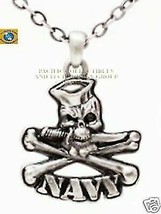 MILITARY NAVY SKULL DAGGER CROSS BONES NECKLACE JEWELRY - £11.98 GBP