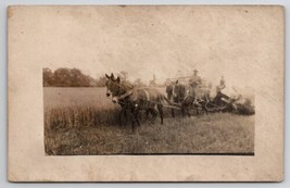 RPPC Farming Scene Farmer Horse Team Plowing in Action c1910 Postcard G21 - £11.81 GBP
