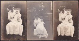 Margaret Stamets &amp; Baby Daughter Lucy (3) RPPC Photo Postcards, ca. 1914 - £27.01 GBP