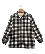 LL Bean Jacket Womens Large Black Shacket Plaid Flannel Fleece Lined But... - $34.64