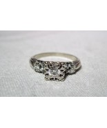 Vintage 14K White Gold Diamond Wedding Ring Size 7 1/4 K1460  - £293.84 GBP