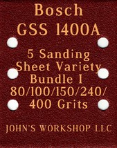 Bosch GSS 1400A - 80/100/150/240/400 Grits - 5 Sandpaper Variety Bundle I - $4.99