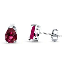 1Ct Pear Cut Lab-Created Tourmaline Stud Earrings in 14K White Gold Over 925 - £16.97 GBP