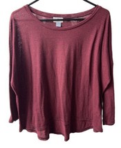 Old Navy T Shirt Womens Size Medium Burgundy Black Striped Oversized Comfy - £7.95 GBP