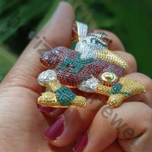 2.5&quot; Handmade Animal Cock Men&#39;s Pendant Multi Color 14K Yellow Gold Plated - $3,412.57 MXN