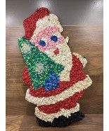 Plastic Popcorn Santa &amp; Tree Blue Eyes Wall Hanging Decoration Vintage 1... - $452.18 MXN