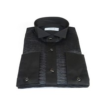 Mens CEREMONIA Tuxedo shiny Shirt 100% Cotton Turkey Slim Fit #stn 15 pla black image 3