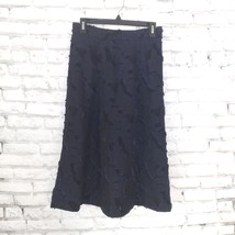 H&amp;M Skirt Womens 8 Blue Burn Out Textured Lined A Line Midi Skirt Academia - £23.51 GBP