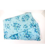 Vintage Twin Fitted Sheet Cotton Blend Blue Floral MCM Retro Groovy Flowers - $12.86