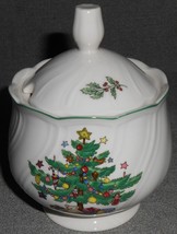 Nikko HAPPY HOLIDAYS 4 5/8&quot; Sugar Bowl w/LID Christmas MADE  IN JAPAN - $29.69