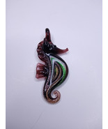 GORGEOUS SHIMMERING MURANO BLOWN-GLASS SEA HORSE NECKLACE- DARK PURPLE - $154.76 MXN