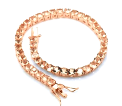 10CT Simulated Peach Morganite Tennis Bracelet in 14K Rose Gold Over 925 Silver - £136.65 GBP