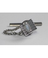 Swank 3/8&quot; silver tone pale blue marquise glass stone tie tack - £7.99 GBP