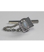 Swank 3/8&quot; silver tone pale blue marquise glass stone tie tack - $190.36 MXN